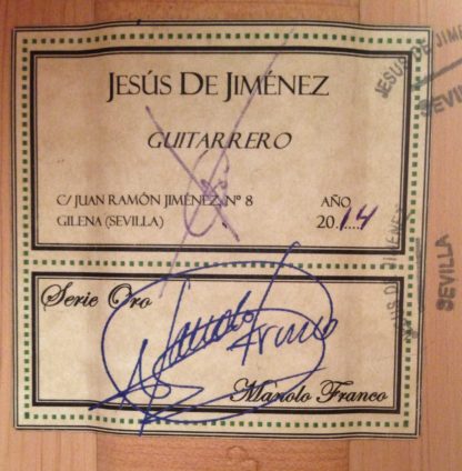 Guitarra Flamenca Jesus de Jimenez 2014 Etiqueta