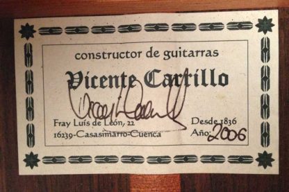Guitarra flamenca Vicente Carrillo 2006etiqueta